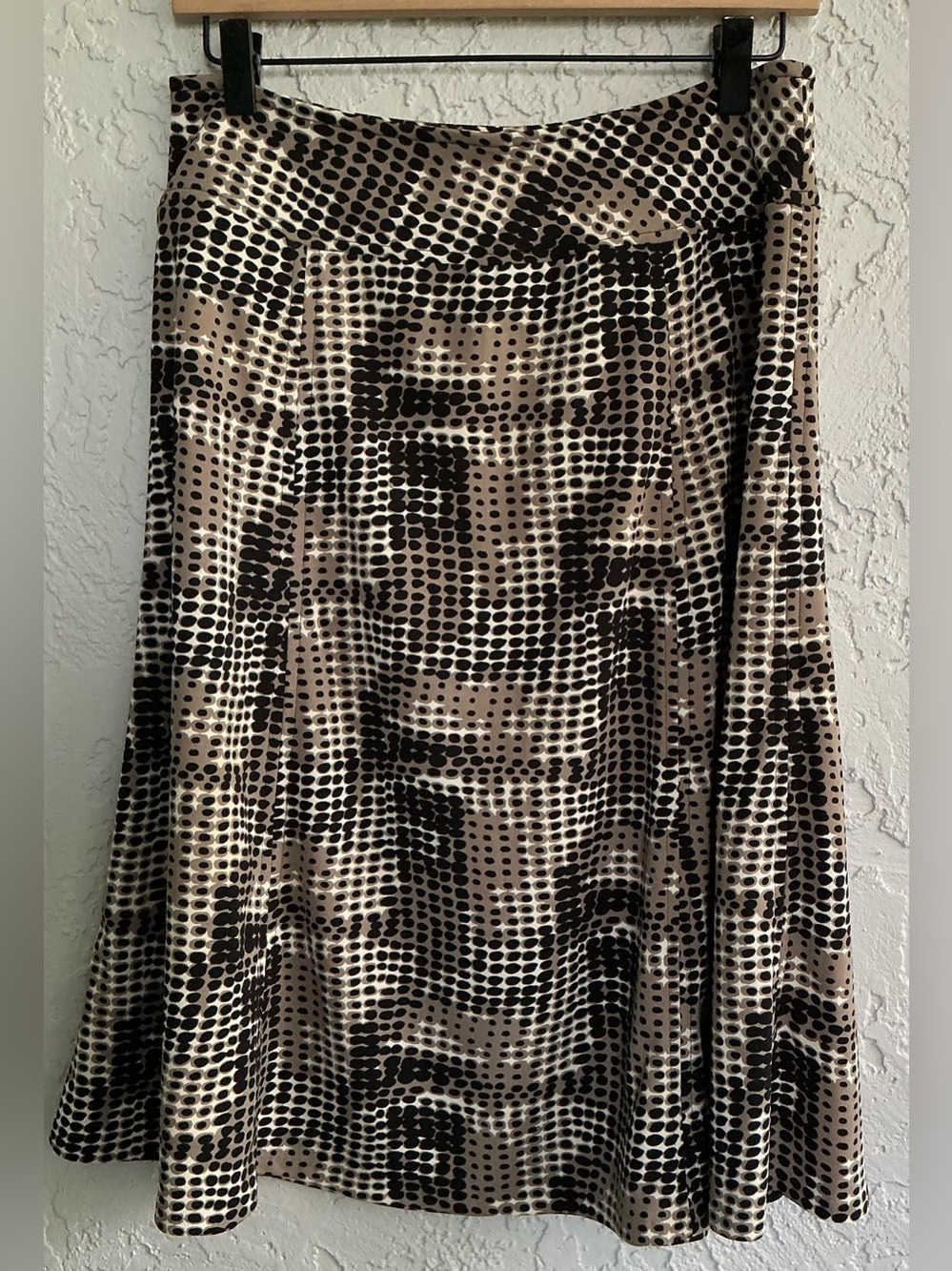 Liz Claiborne Beige, Brown and Black Dot-Print A-Line Skirt